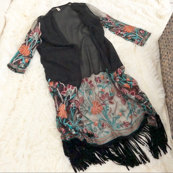 SHEIN Jackets & Blazers - Embroidered Kimono - Shein SHEIN Jackets & Blazers - Embroidered Kimono - Shein